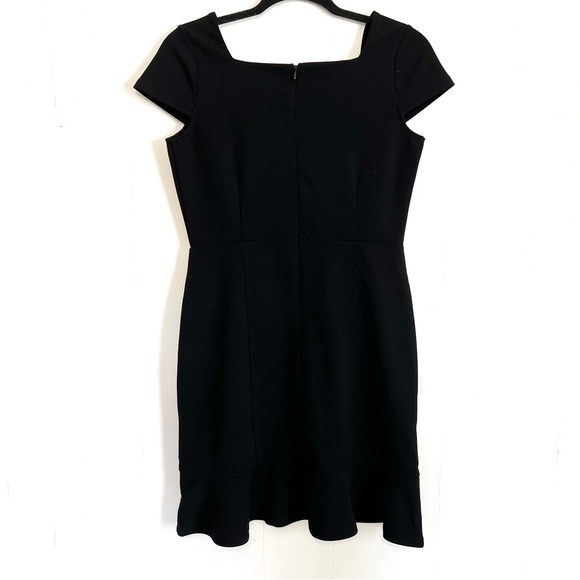 Banana Republic Dress Square Neck Black Cap Sleeve Ruffle Hem 4 Small - Picture 5 of 5
